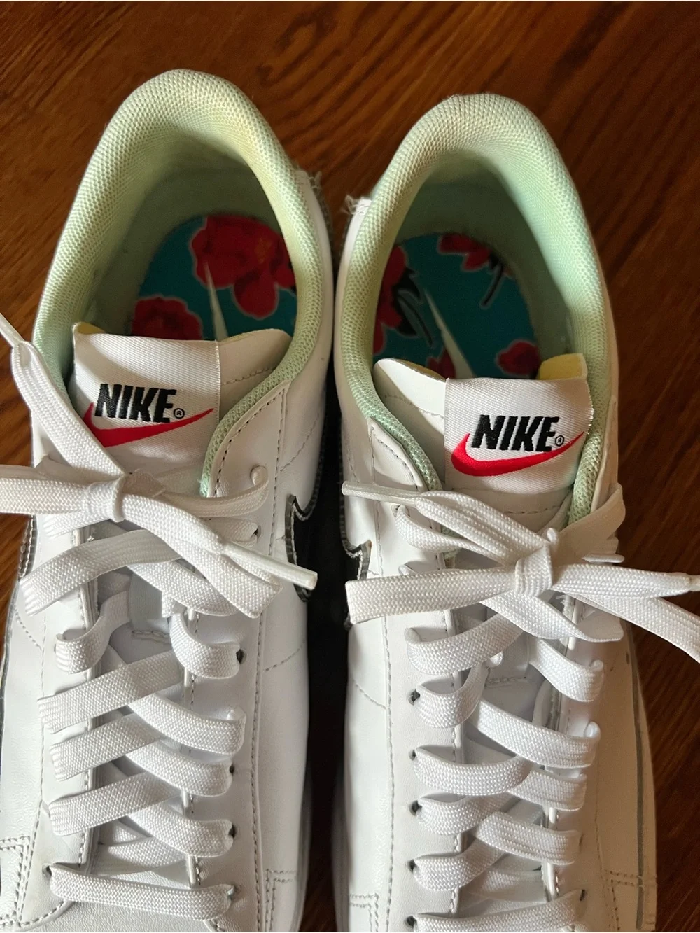 Nike Women’s Blazer Low Platform White Sneakers with Metallic Silver Swoosh